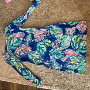 Lilly Pulitzer Blue and Green SPF Dress Vibrant Tropical Design